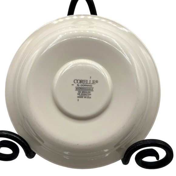 Corelle by Corning Vitrelle Abundance Pyroceram Red Blue Banded Saucers 5 Piece - Picture 2 of 10